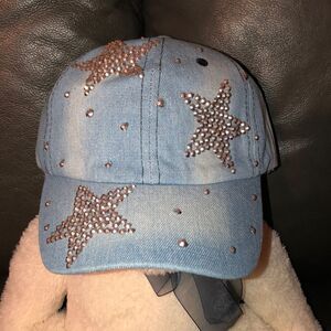 Cruise Club Star Embellished Cotton Vintage Wash Denim Cap